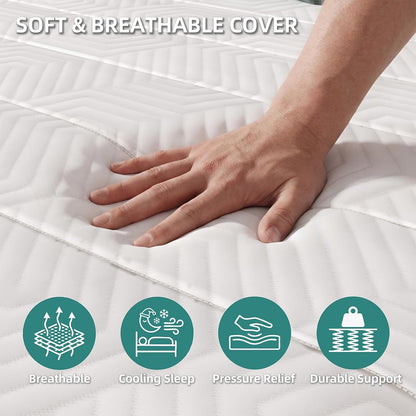 10 Inch Mattress in a Box with Memory Foam & Pocket Spring, Hybrid Bed Mattress Perfect for Back Pain
