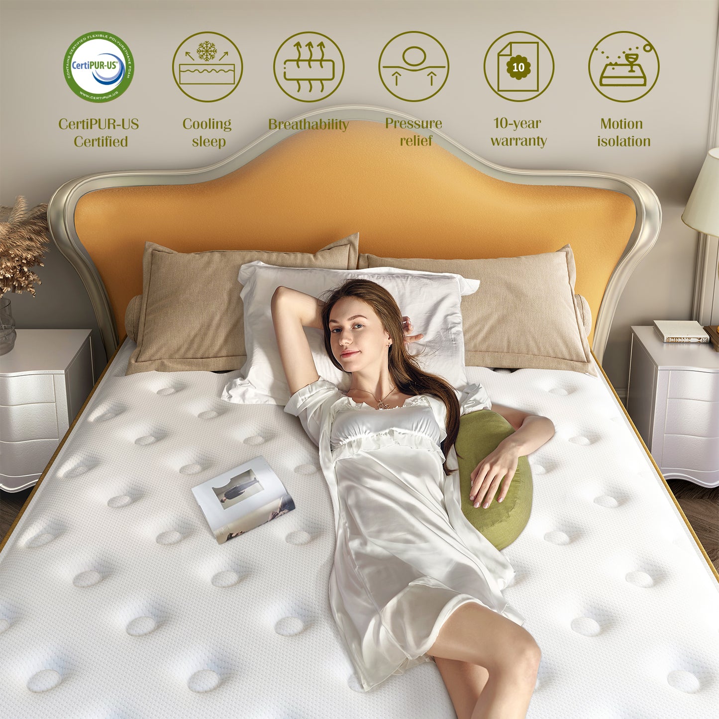 10 Inch, Cooling Gel Memory Foam Hybrid in A Box,Double Mattress with Pocket Springs