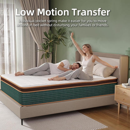 10 Inch Mattress in a Box with Memory Foam & Pocket Spring, Hybrid Bed Mattress Perfect for Back Pain