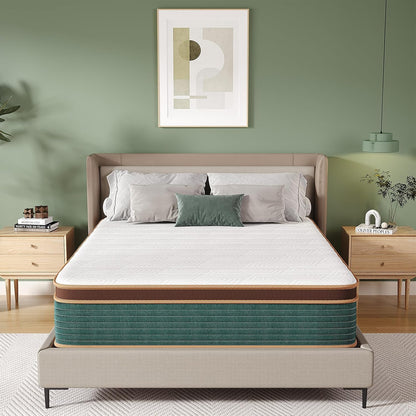 10 Inch Mattress in a Box with Memory Foam & Pocket Spring, Hybrid Bed Mattress Perfect for Back Pain