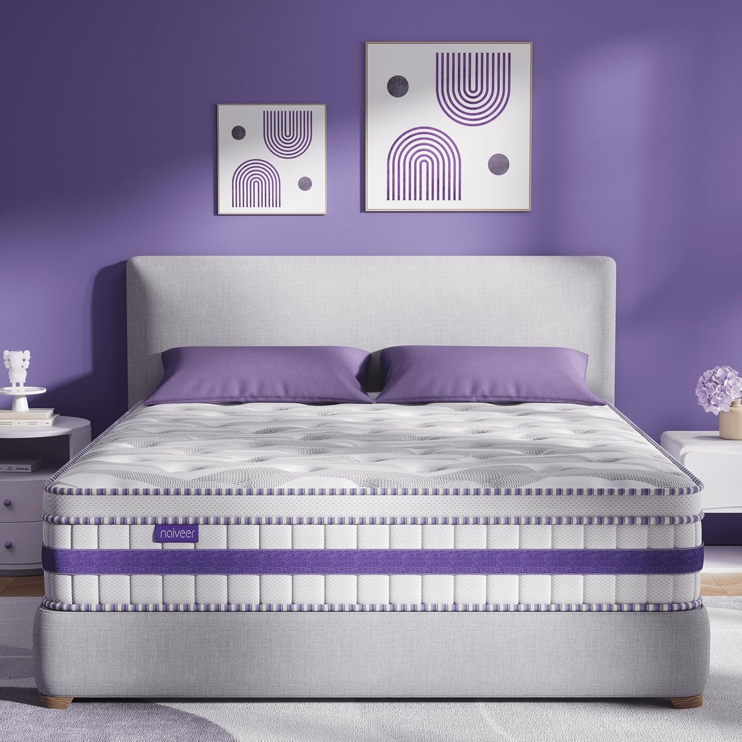 12 inch Hybrid Size with Pocket Springs for Motion Isolation & Pressure Relief-Purple